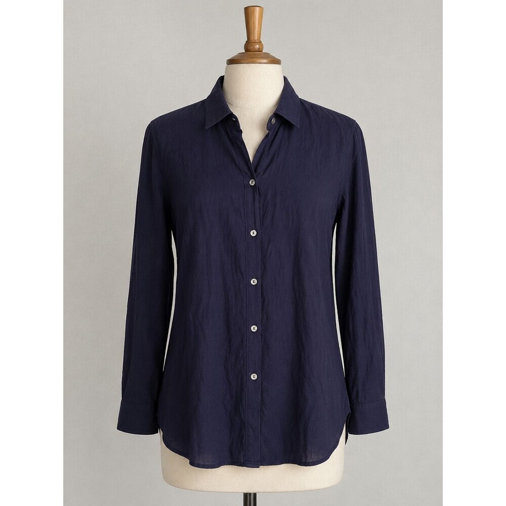 Tommy Bahama Cover Up Tunic Top Size Small Navy Blue Button Up Coastal Cotton